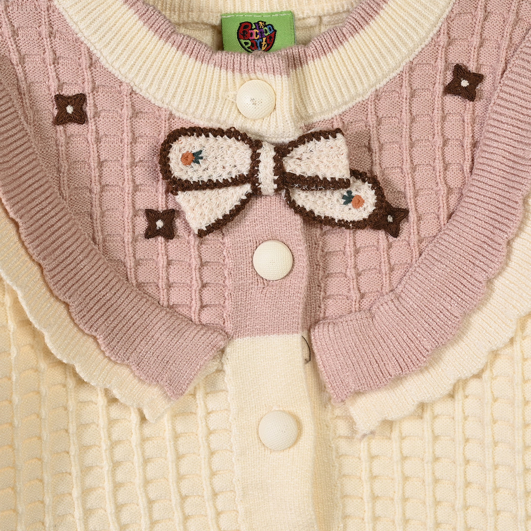 Infant Girls Acrylic Co-ord Set-Box Cabling-Lt.Pink