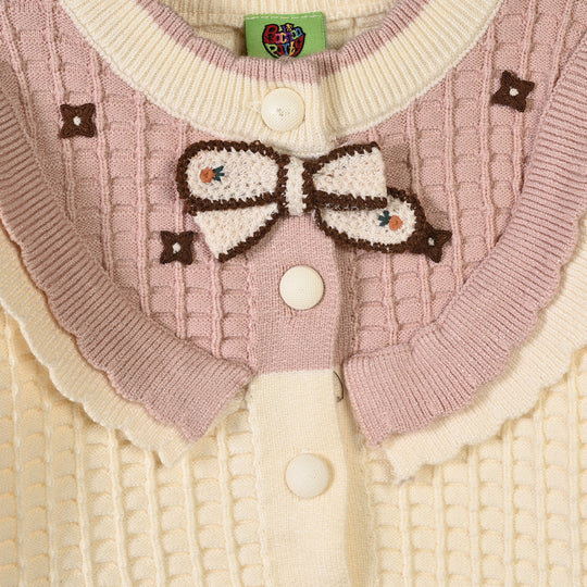 Infant Girls Acrylic Co-ord Set-Box Cabling-Lt.Pink