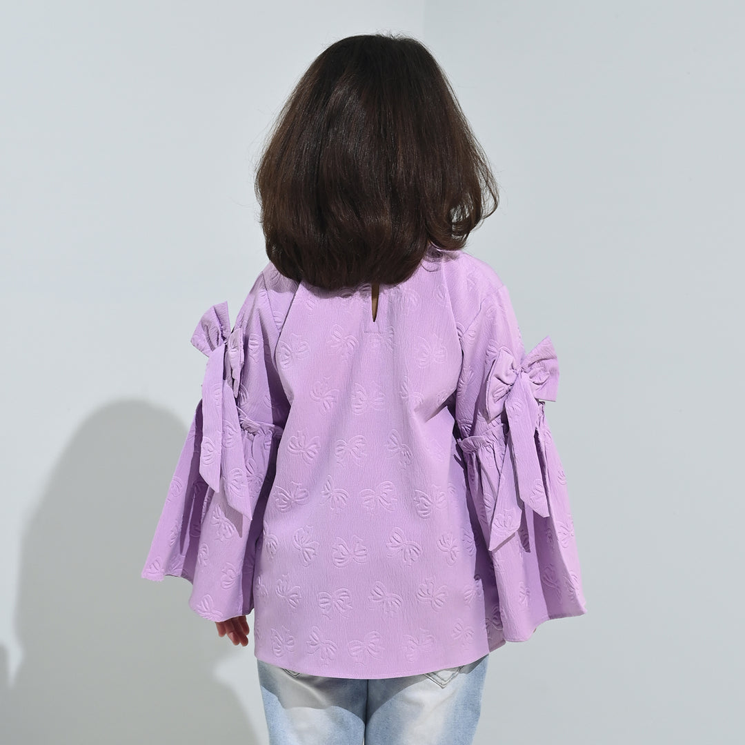 Girls Poly Crinkle Casual Top Lavender Dreams