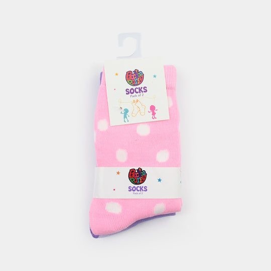 Girls Socks Pack Of 2 Polka Dots-Lilac.Pink