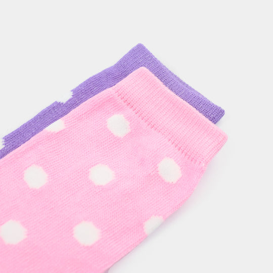 Girls Socks Pack Of 2 Polka Dots-Lilac.Pink