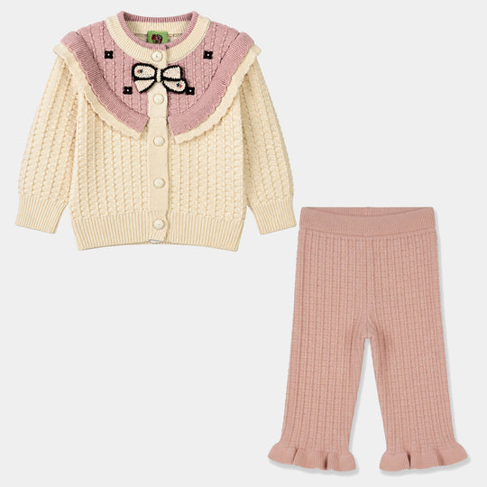 Infant Girls Acrylic Co-ord Set-Box Cabling-Lt.Pink