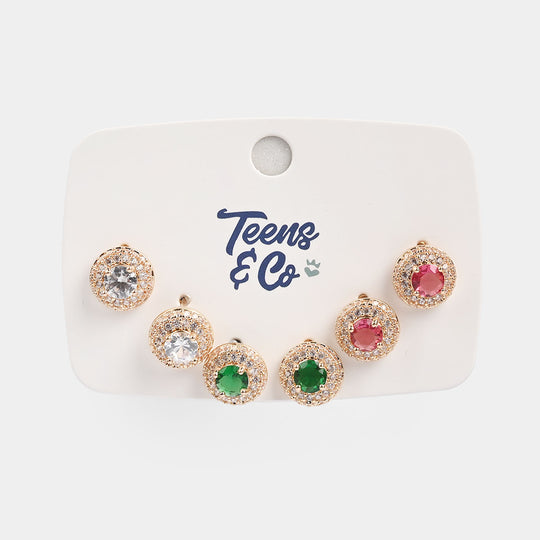 Girls Fancy & Stylish Earrings/Tops - Pack of 3