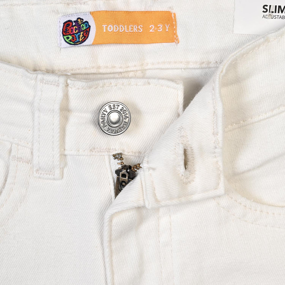 Boys Denim rigid Pant Ecru-WHITE