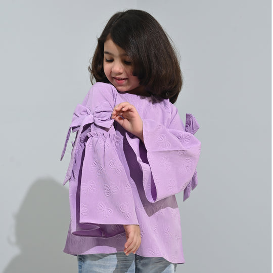 Girls Poly Crinkle Casual Top Lavender Dreams