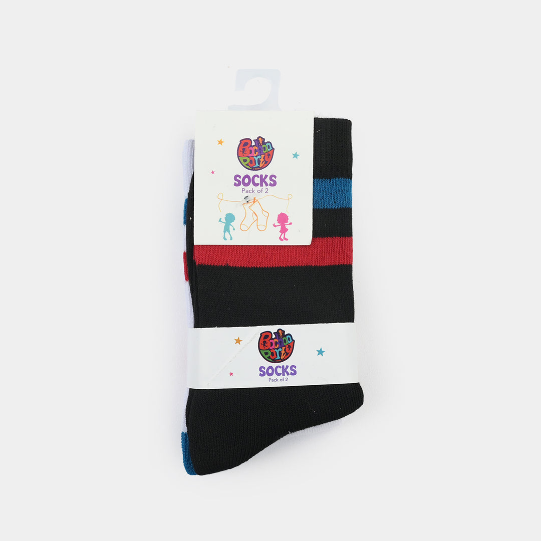 Boys Socks Pack Of 2 Striper-3-Black.White
