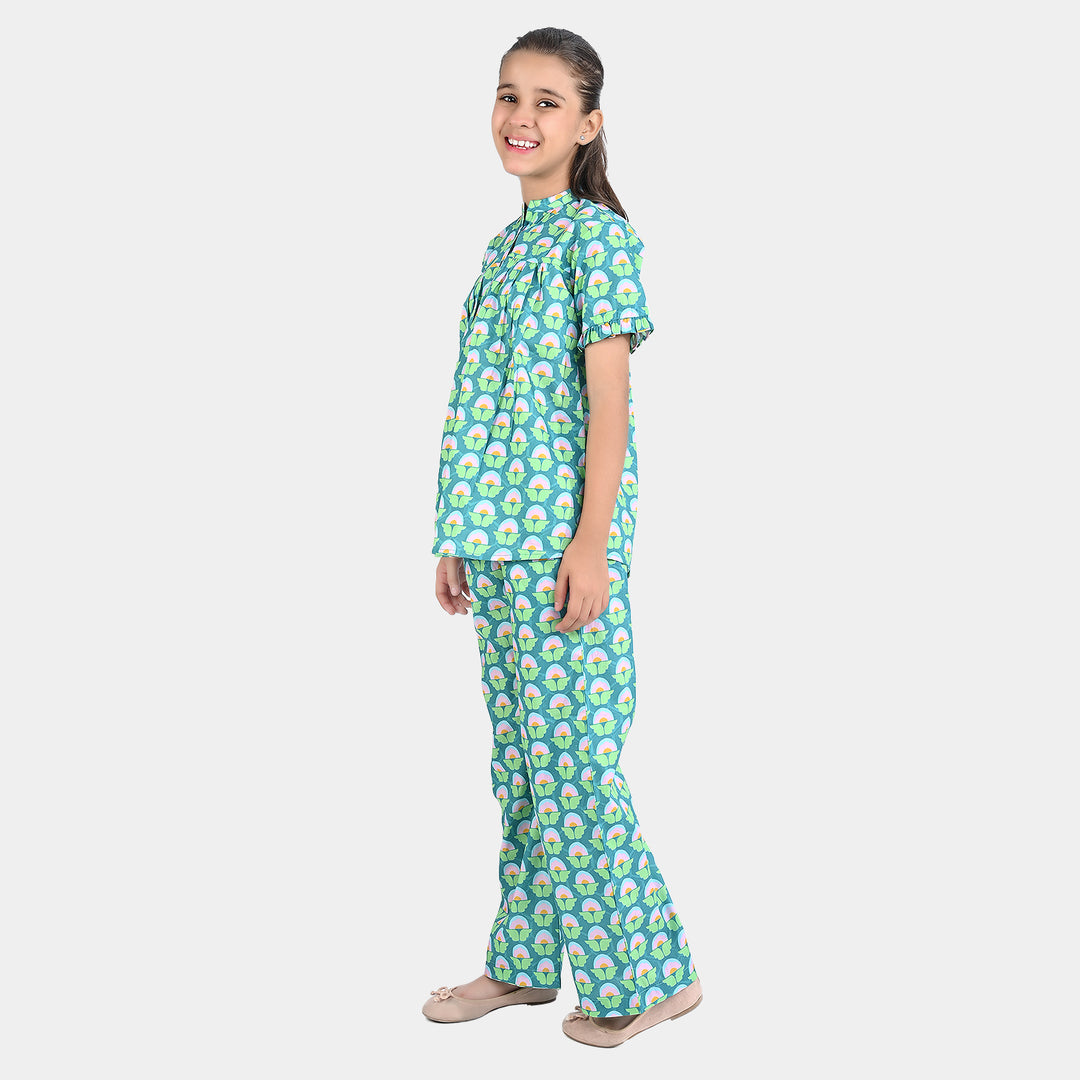 Girls Cotton Poplin Co-Ord Set Clover Floras-Multi