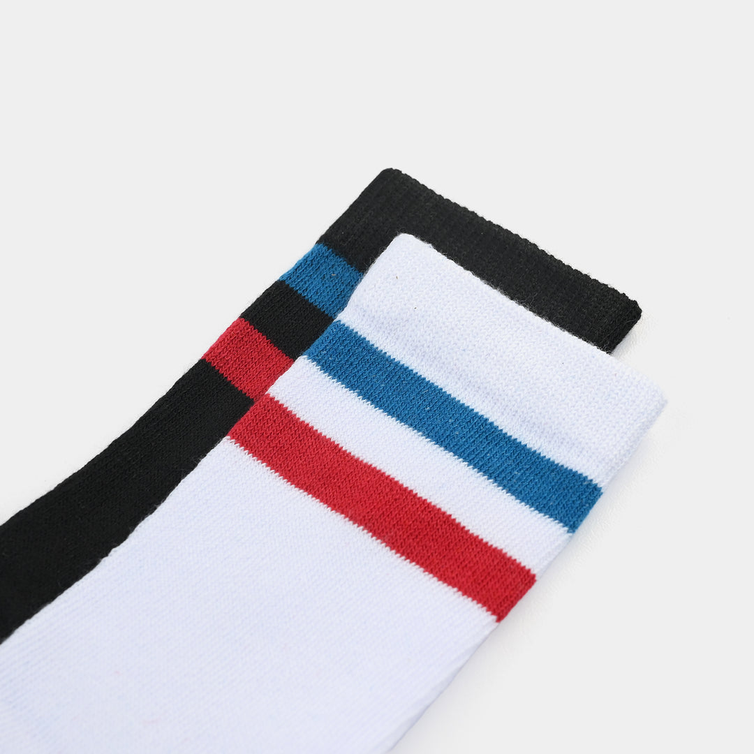 Boys Socks Pack Of 2 Striper-3-Black.White