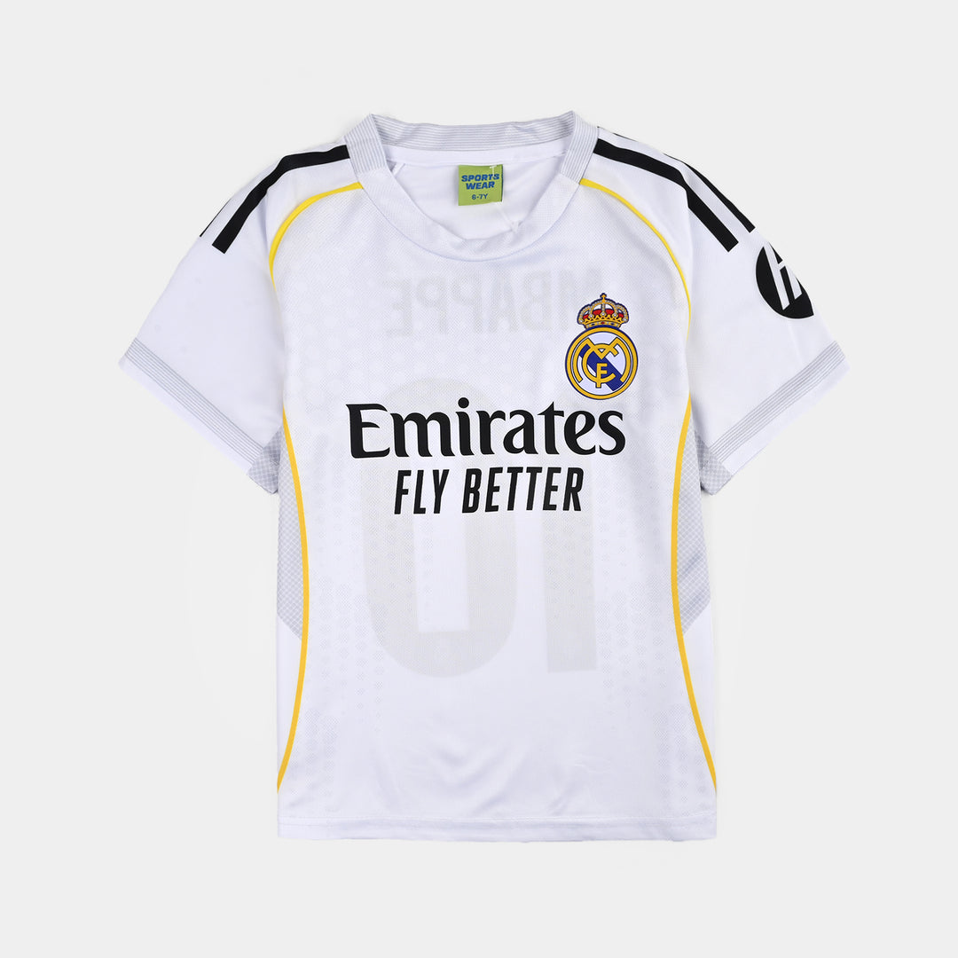 Boys Poly Jersey Suit Mbappe White