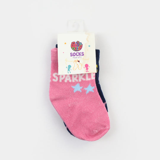 Infant Girls Socks Pack Of 2 Sparkle-Navy/Pink