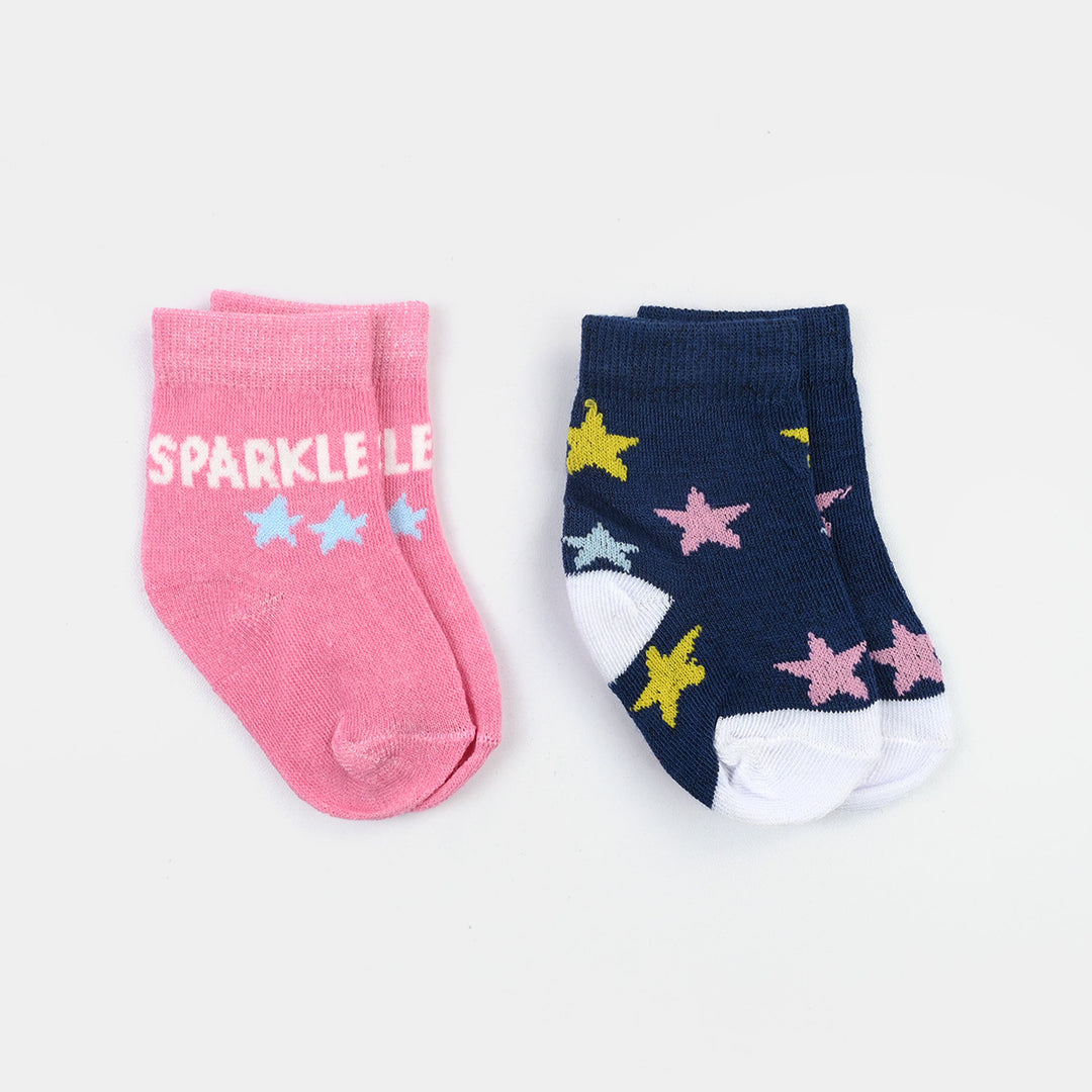 Infant Girls Socks Pack Of 2 Sparkle-Navy/Pink