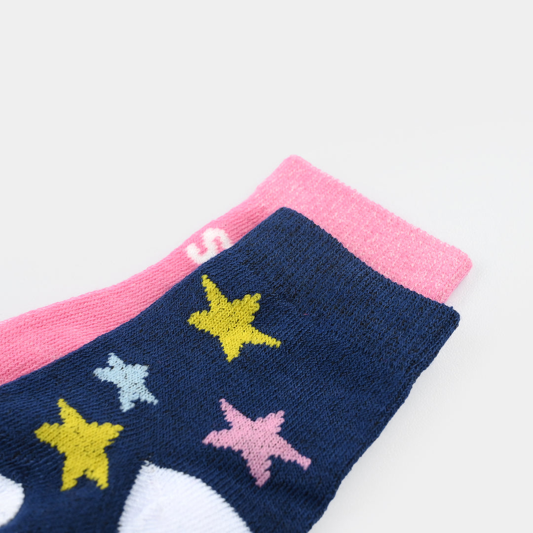 Infant Girls Socks Pack Of 2 Sparkle-Navy/Pink