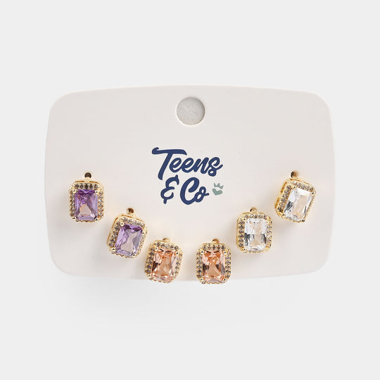 Girls Fancy & Stylish Earrings/Tops - Pack of 3