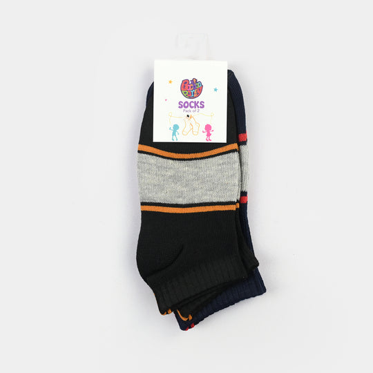 Boys Socks Pack Of 2 Ankle Striper-Blue.Black