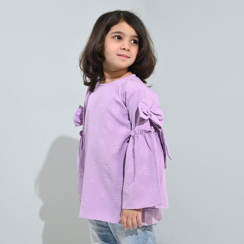 Girls Poly Crinkle Casual Top Lavender Dreams