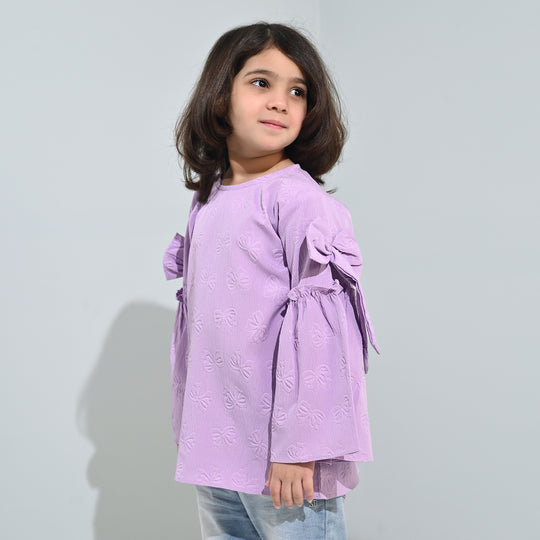 Girls Poly Crinkle Casual Top Lavender Dreams