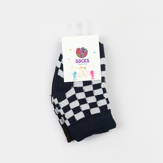 Infant Boys Socks Pack Of 2 Check-Brwn.Blue