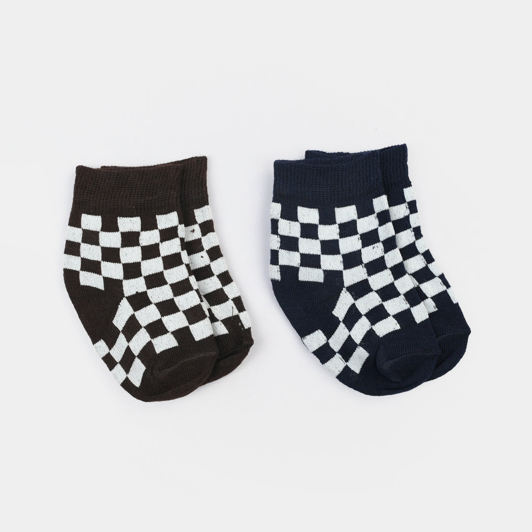Infant Boys Socks Pack Of 2 Check-Brwn.Blue