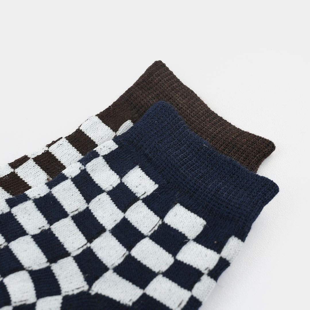 Infant Boys Socks Pack Of 2 Check-Brwn.Blue