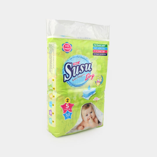 Susu Dry Baby Diapers Pack 50Pcs | Small