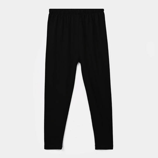 Girls Cotton Jersey Basic Tights-BLACK