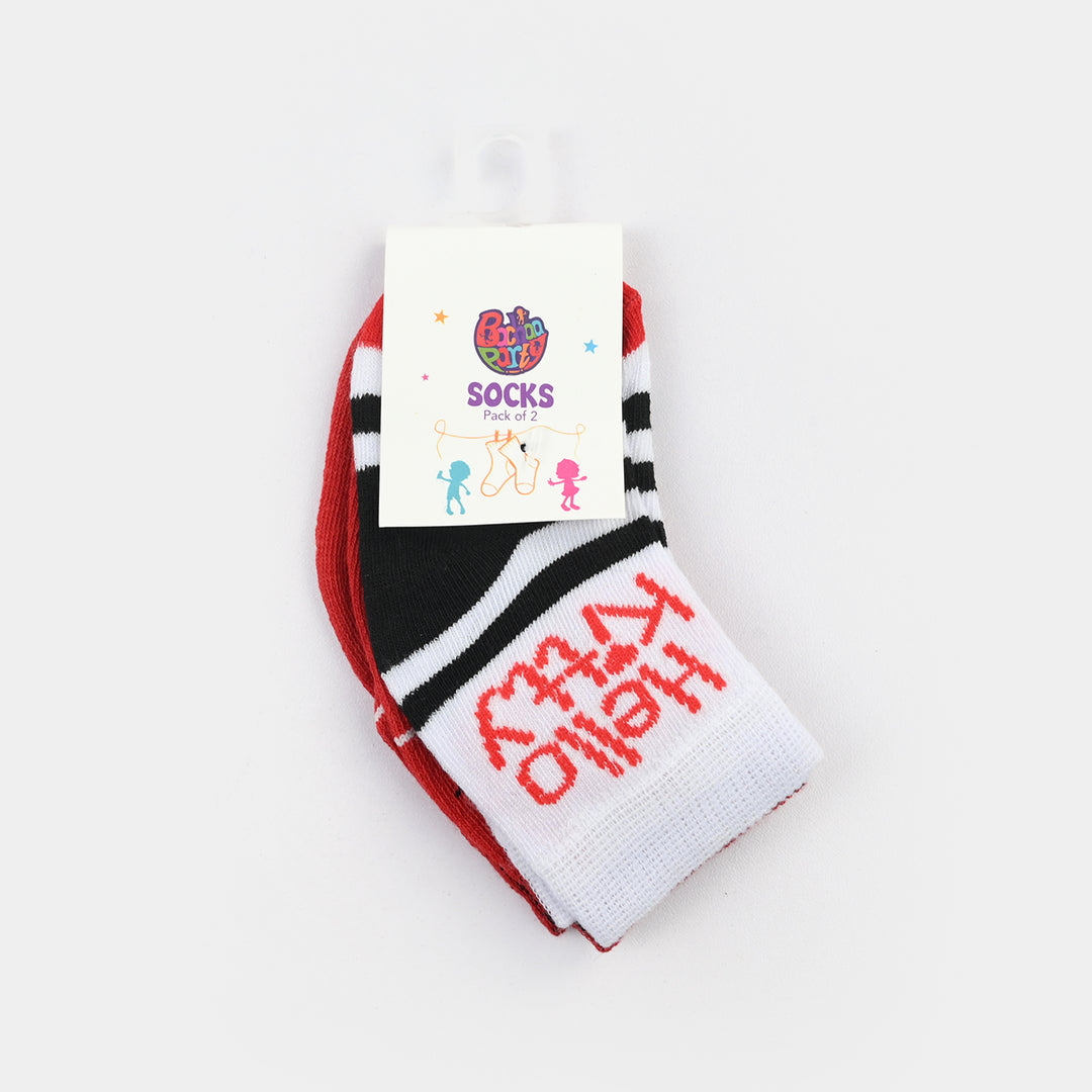 Infant Girls Socks Pack Of 2 Kitty-Red.White