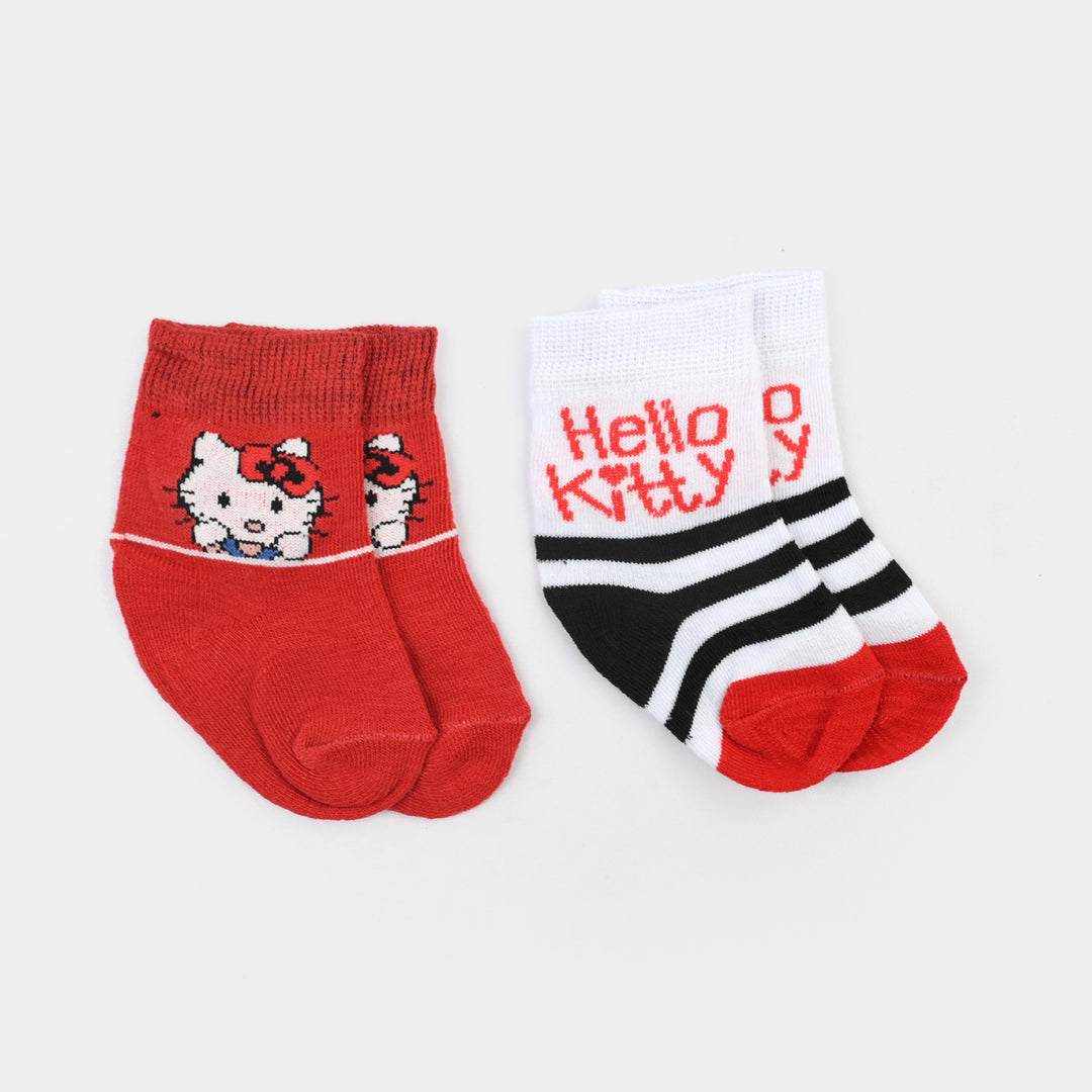 Infant Girls Socks Pack Of 2 Kitty-Red.White