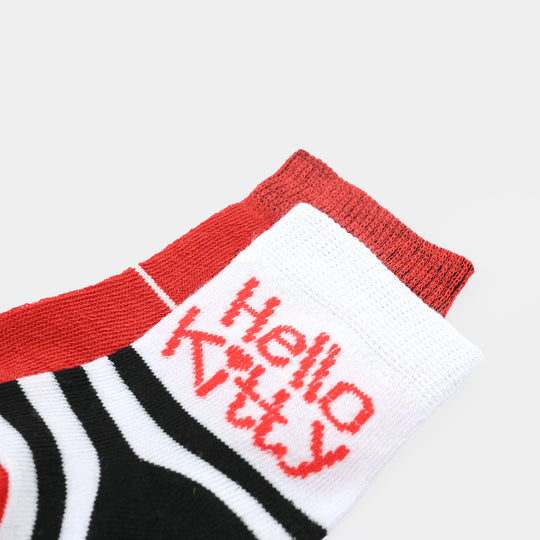 Infant Girls Socks Pack Of 2 Kitty-Red.White