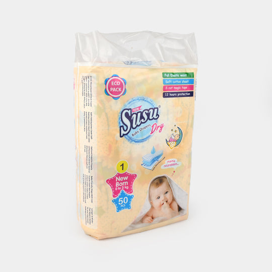 Suru Dry Baby Diapers Pack 50Pcs | Small NB