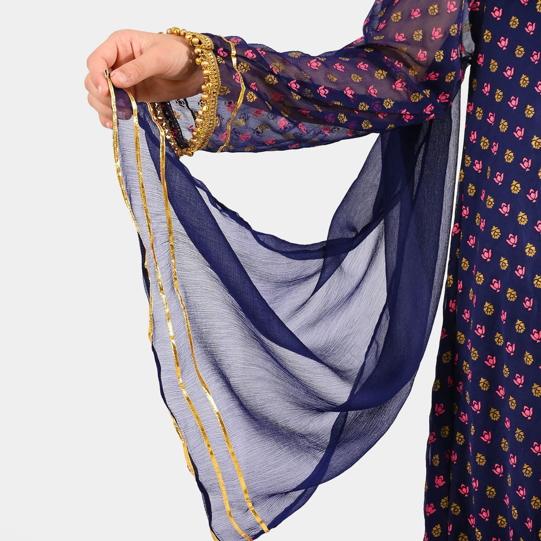 Girls Chiffon Suit (3 Piece) - Purple