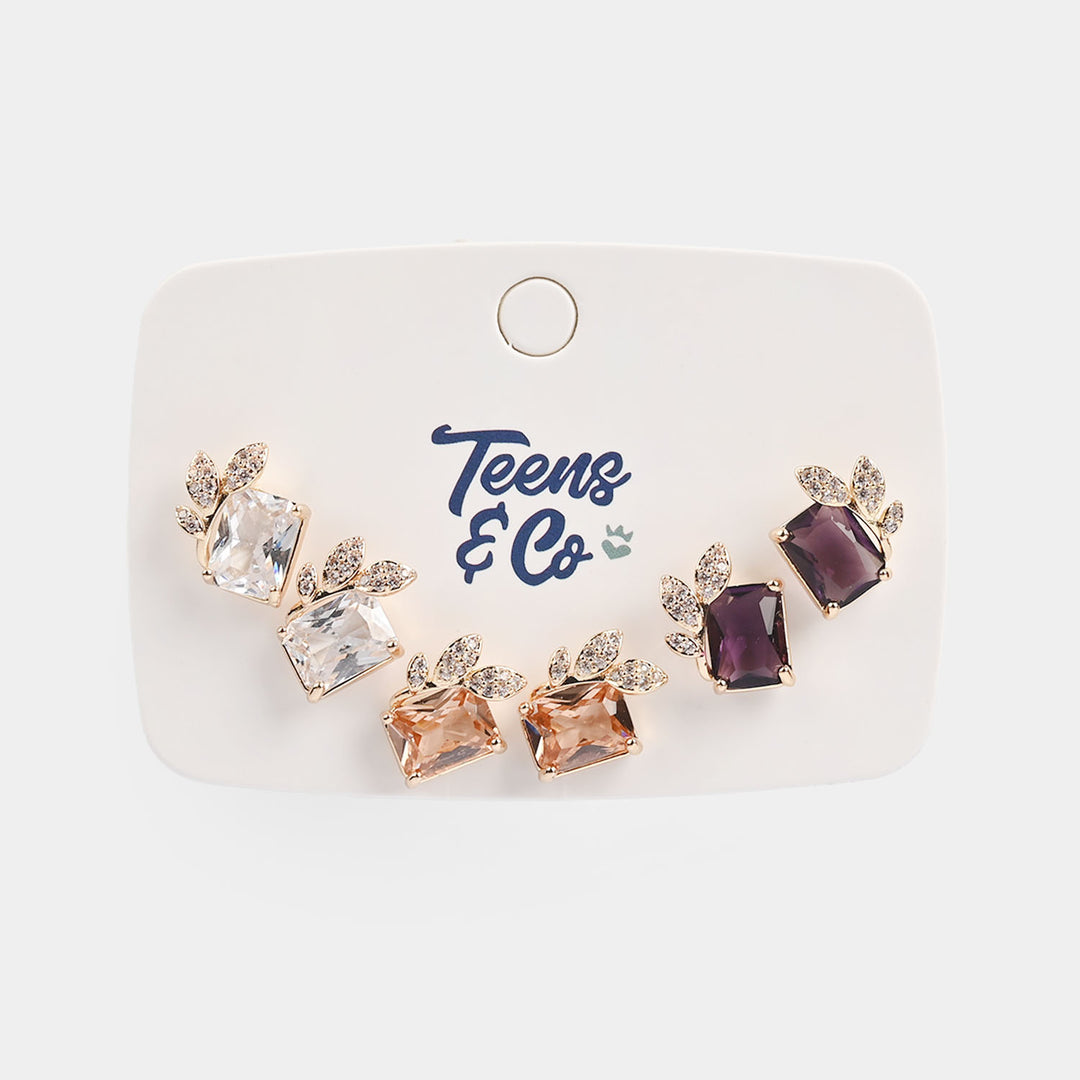Girls Fancy & Stylish Earrings/Tops - Pack of 3