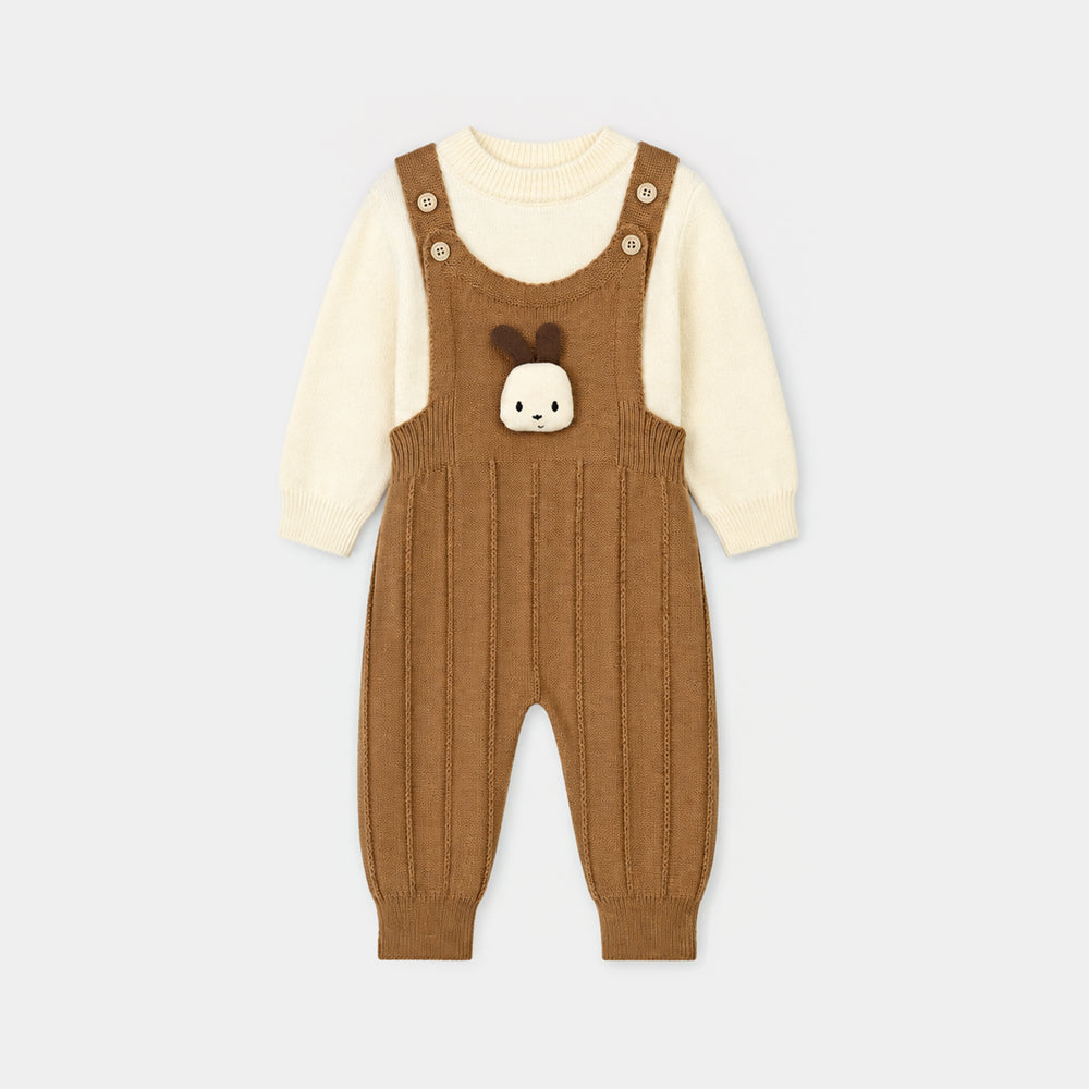 Infant Boys Acrylic Co-ord Set-Little Bunny-Brown