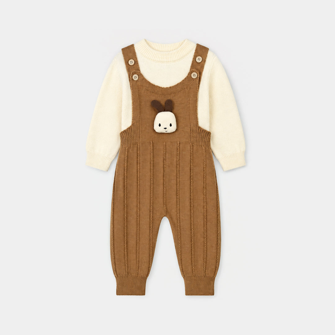 Infant Boys Acrylic Co-ord Set-Little Bunny-Brown
