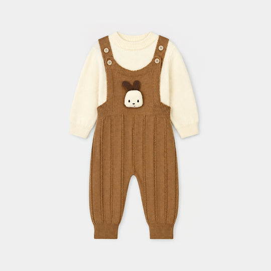 Infant Boys Acrylic Co-ord Set-Little Bunny-Brown