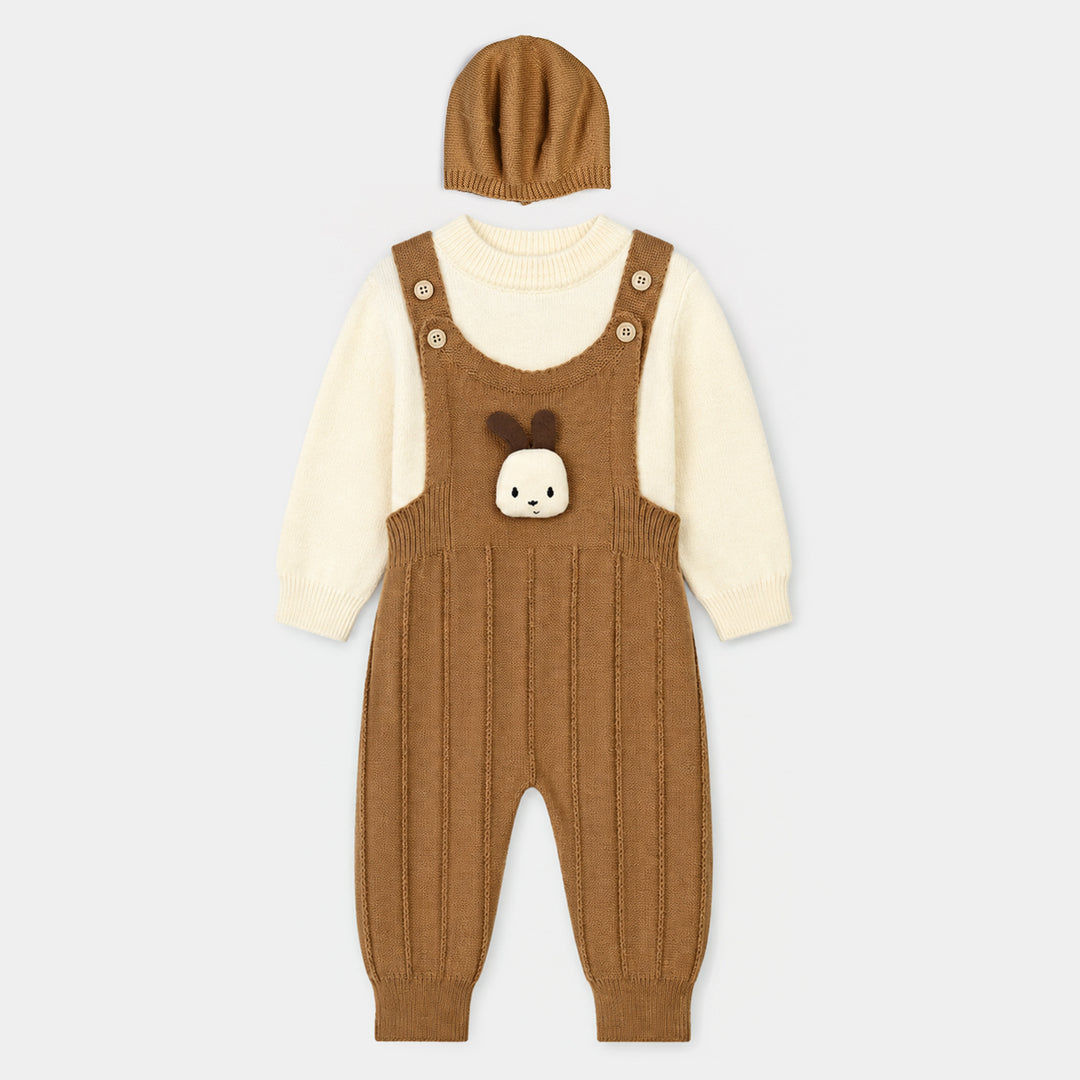 Infant Boys Acrylic Co-ord Set-Little Bunny-Brown