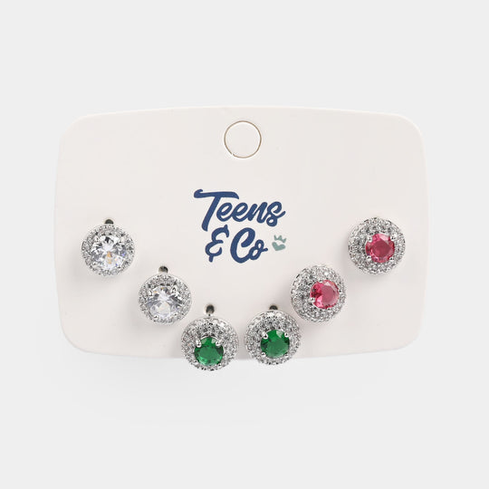Girls Fancy & Stylish Earrings/Tops - Pack of 3