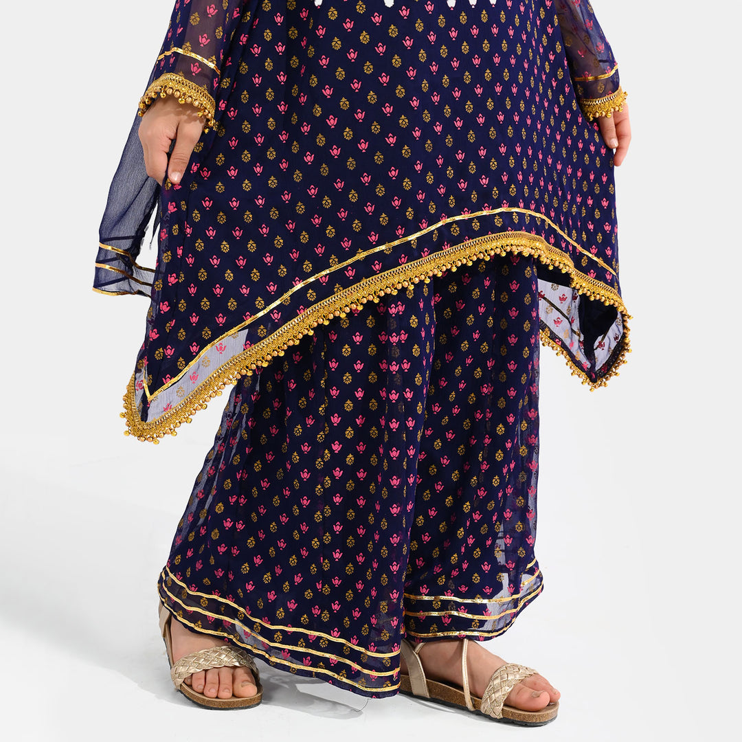 Girls Chiffon Suit (3 Piece) - Purple