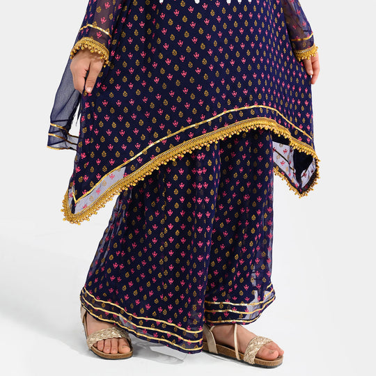 Girls Chiffon Suit (3 Piece) - Purple