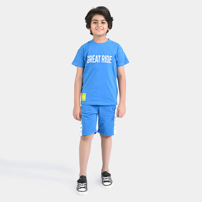 Boys Jersey/Terry 2 Piece Suit Great Ride-B.Blue
