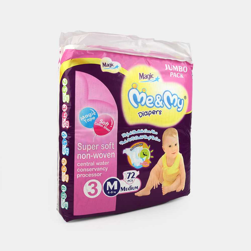 Me & My Baby Diapers Magic Jumbo Pack 72Pcs | Medium