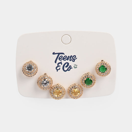 Girls Fancy & Stylish Earrings/Tops - Pack of 3