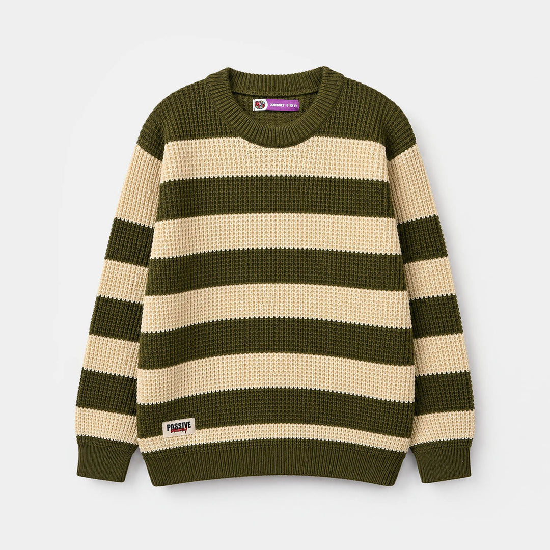 Boys Acrylic Sweater-Positive Energy-Olive