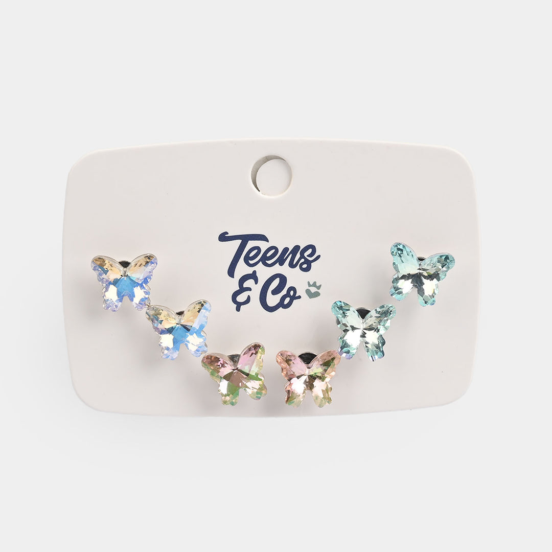 Girls Earrings/Tops Set (Butterfly) - Pack of 3