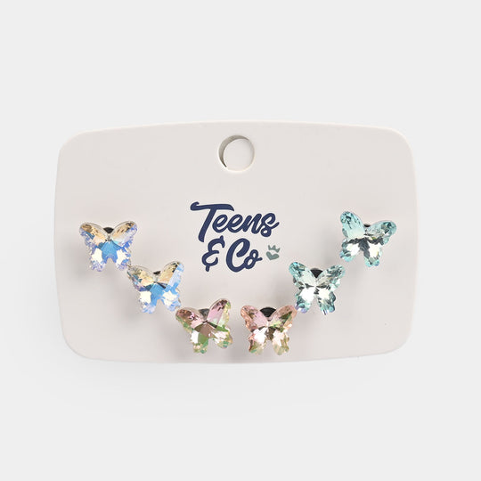 Girls Earrings/Tops Set (Butterfly) - Pack of 3