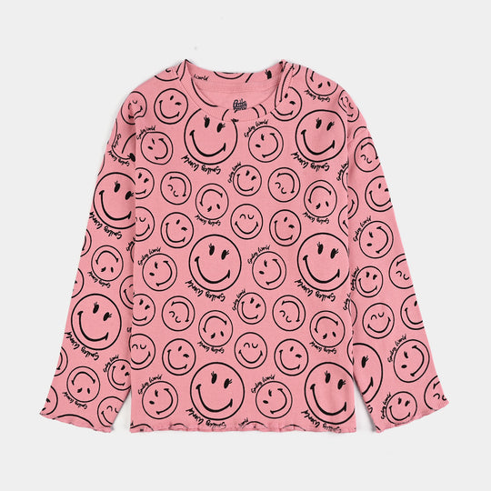Girls 2x1 Rib T-Shirt F/S Smiley World-Candy.Pink