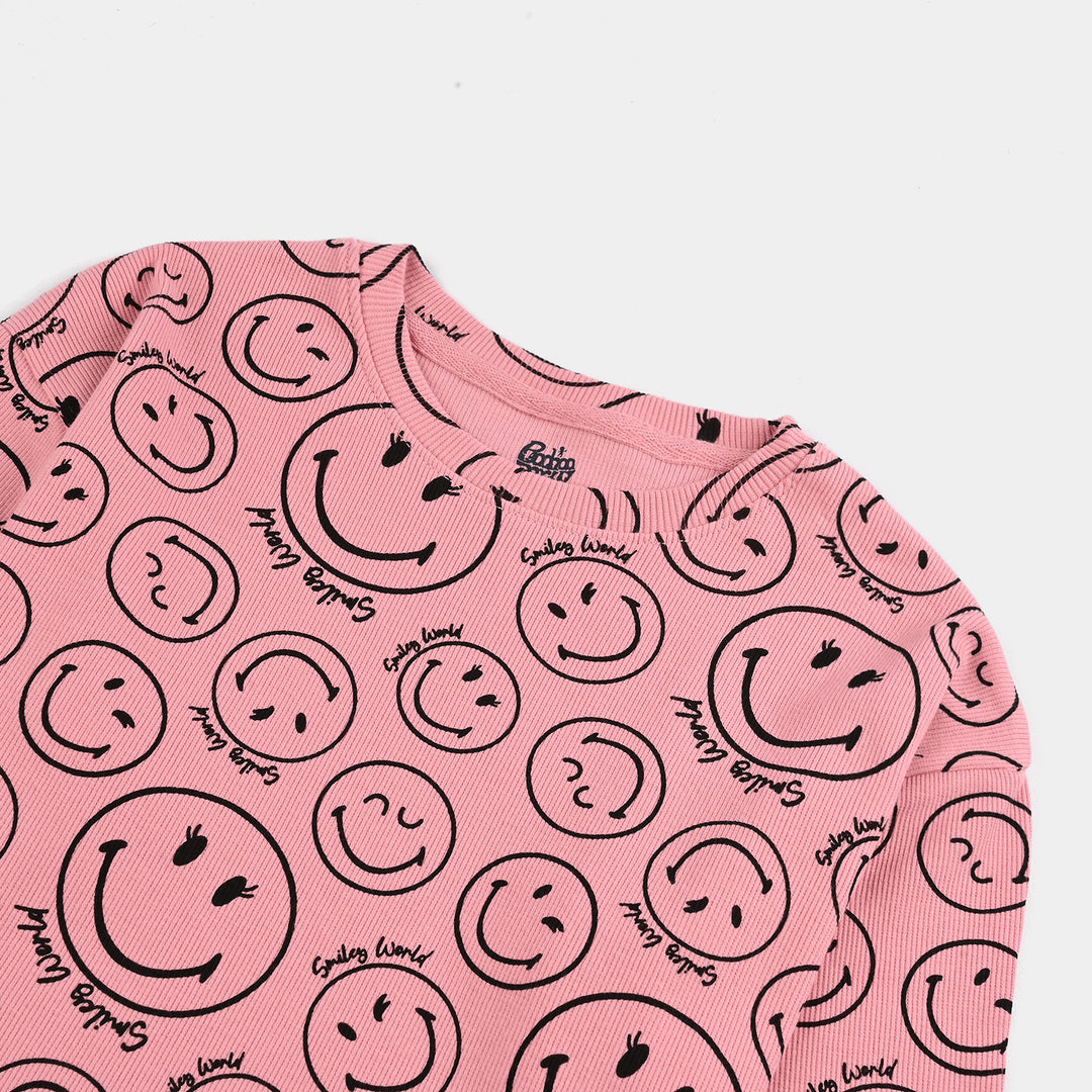 Girls 2x1 Rib T-Shirt F/S Smiley World-Candy.Pink