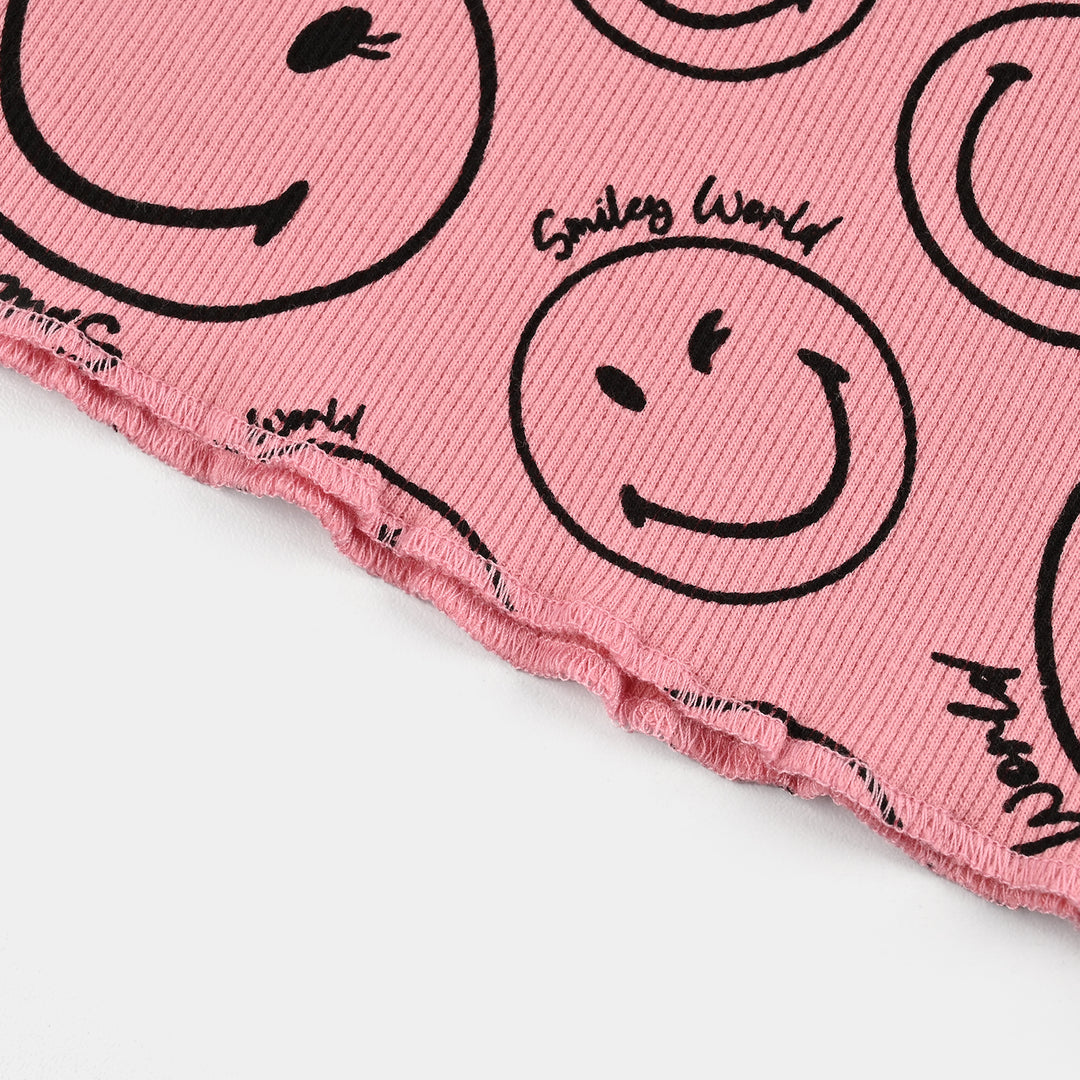 Girls 2x1 Rib T-Shirt F/S Smiley World-Candy.Pink