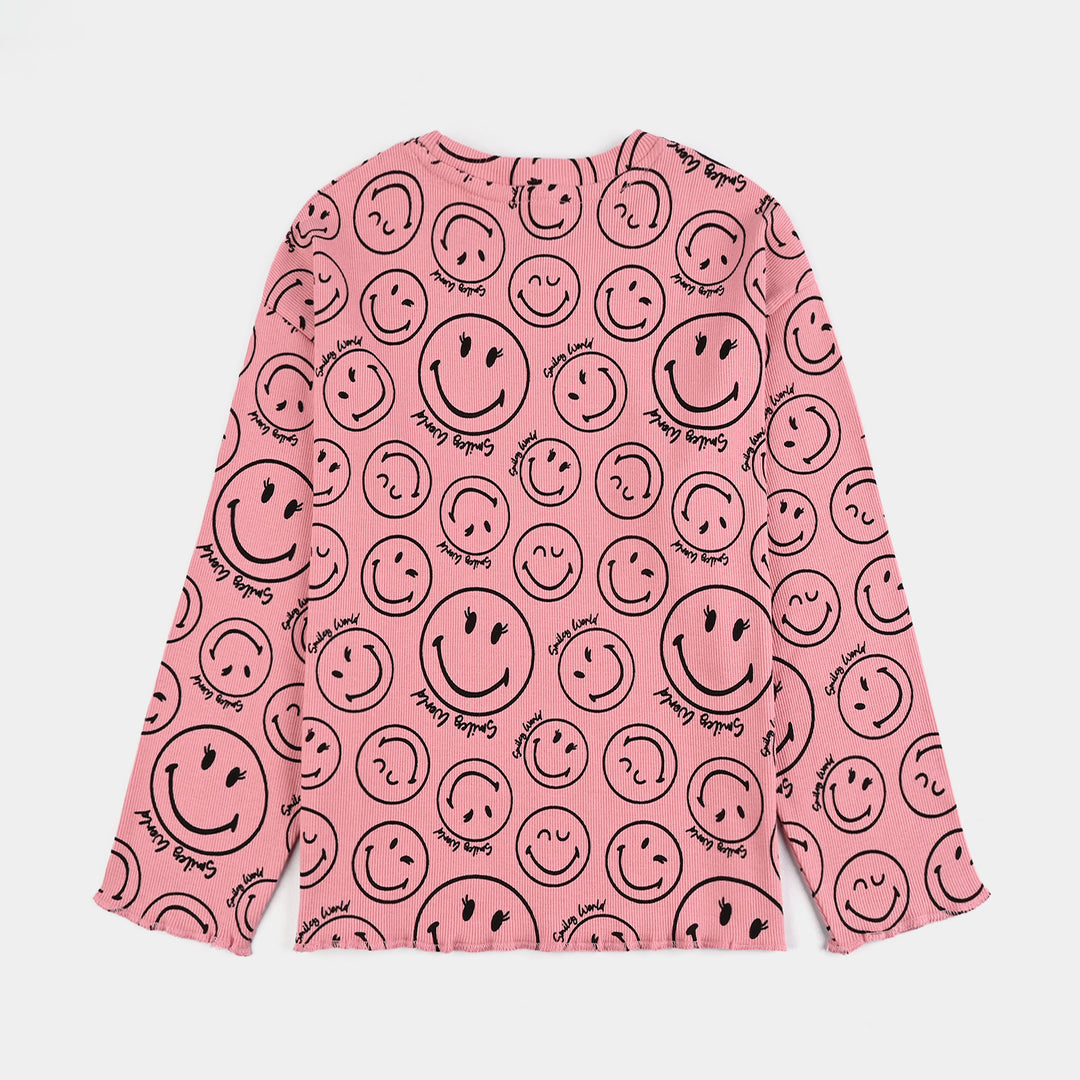 Girls 2x1 Rib T-Shirt F/S Smiley World-Candy.Pink