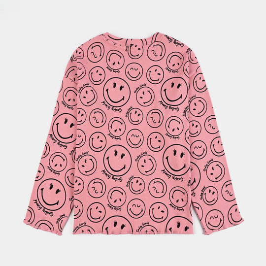 Girls 2x1 Rib T-Shirt F/S Smiley World-Candy.Pink