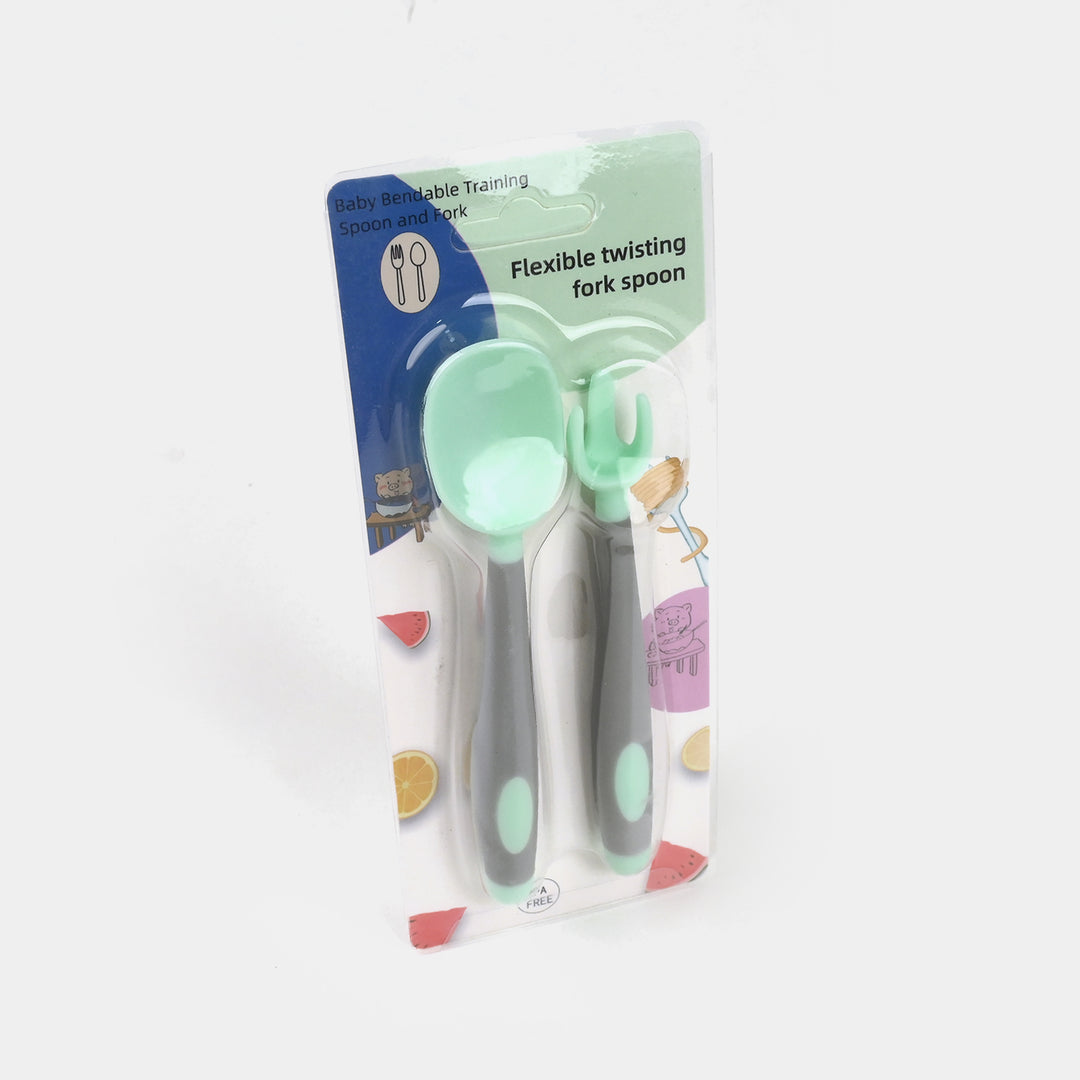 Baby Training Fork and Spoon Set | Flexible & Easy Grip
